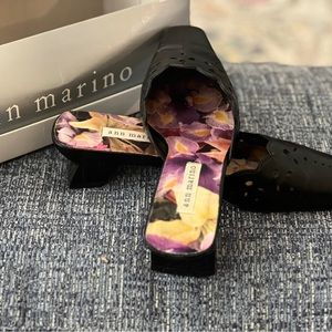 Vintage Ann Marino First Bloom Velvet Black Mules